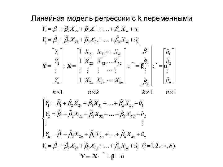 Линейная модель регрессии с k переменными 