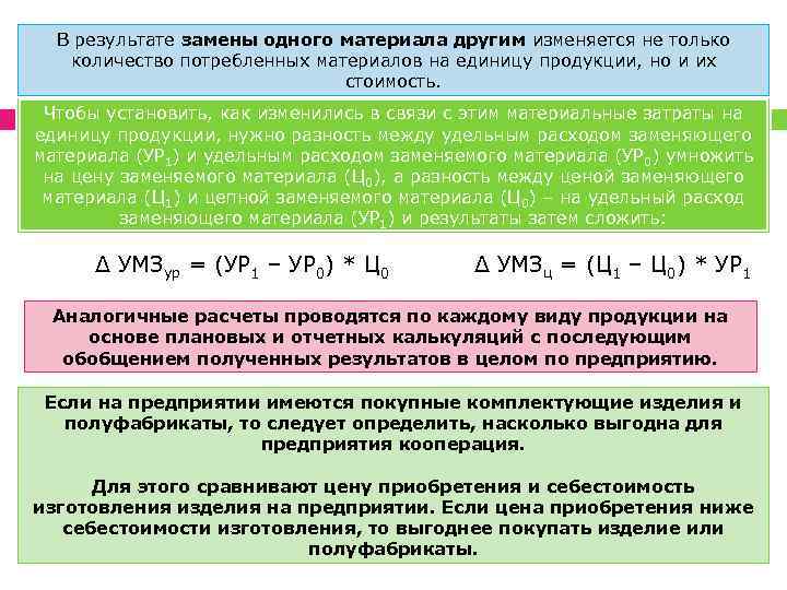 В результате замены. Анализ себестоимости промышленной продукции. Определение структуры себестоимости промышленной продукции:. Анализ себестоимости отдельных видов продукции. Статистические методы анализа себестоимости.