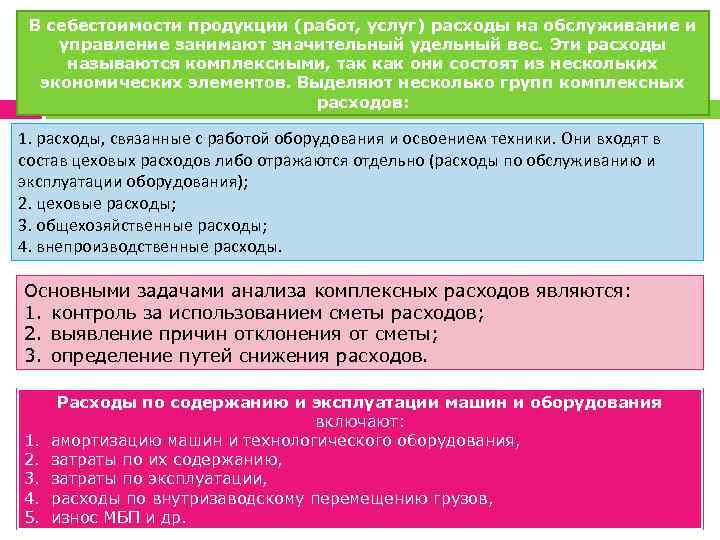 В себестоимости продукции (работ, услуг) расходы на обслуживание и управление занимают значительный удельный вес.