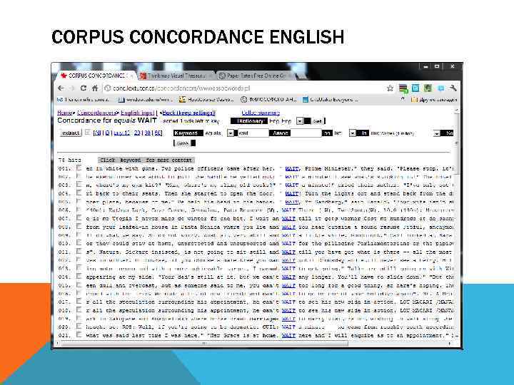 CORPUS CONCORDANCE ENGLISH 