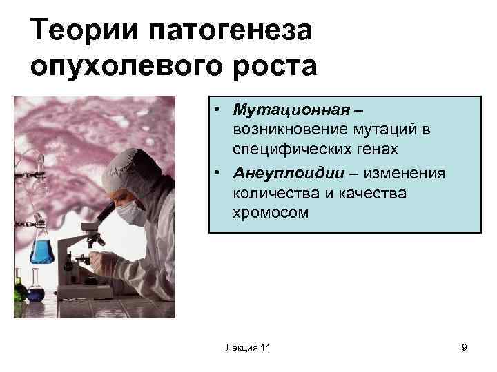 Теории патогенеза опухолевого роста • Мутационная – возникновение мутаций в специфических генах • Анеуплоидии