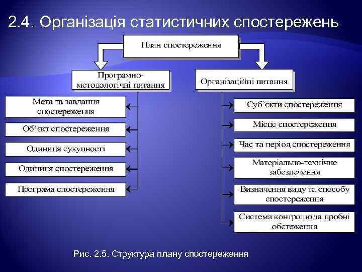 2. 4. Організація статистичних спостережень Рис. 2. 5. Структура плану спостереження 