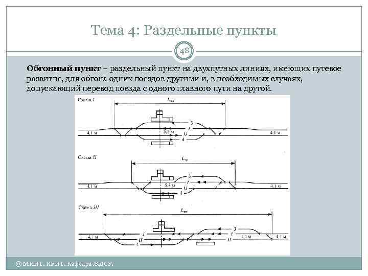 Тема 4: Раздельные пункты 48 Обгонный пункт – раздельный пункт на двухпутных линиях, имеющих