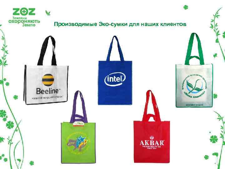 Производимые Эко-сумки для наших клиентов 
