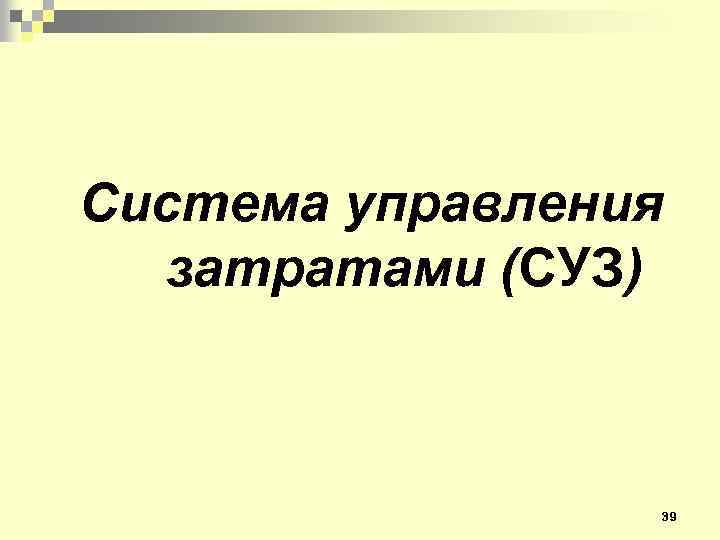 Система управления затратами (СУЗ) 39 
