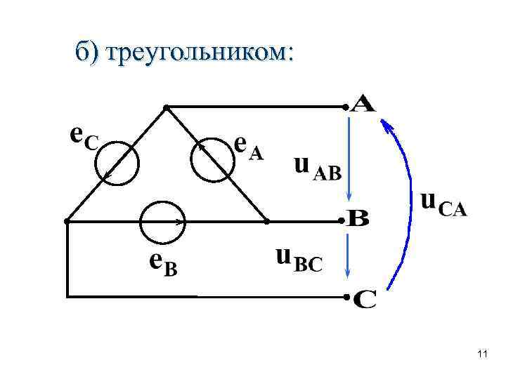б) треугольником: 11 
