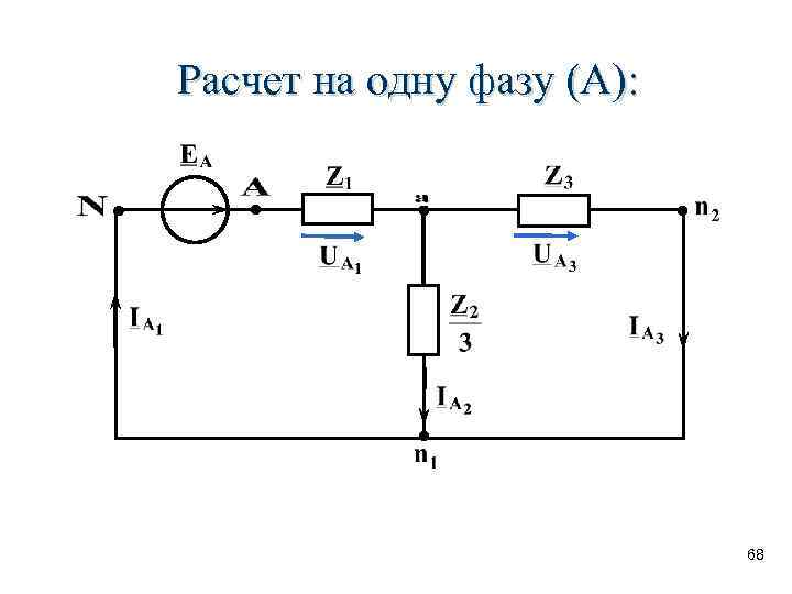 Расчет на одну фазу (А): 68 