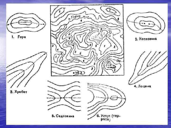  Виды горизонталей: • основные (сплошные) – расстояние между ними по высоте называется высотой
