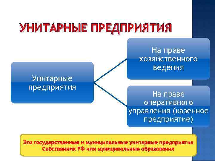 Казенные унитарные учреждения. Муниципальное унитарное предприятие. Государственные и муниципальные унитарные предприятия. Унитарное предприятие основанное на праве оперативного управления. Унитарные предприятия на праве хозяйственного ведения.