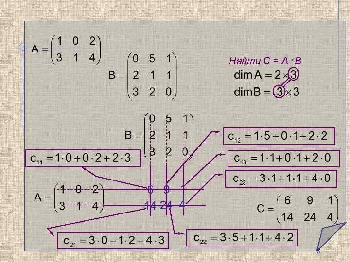 Найти С = A * B 6 9 1 14 24 4 8 