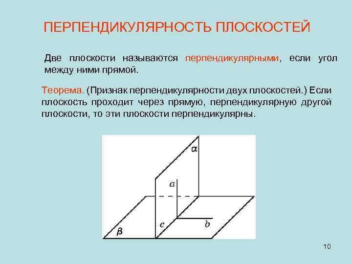 Признак перпендикулярности двух плоскостей рисунок