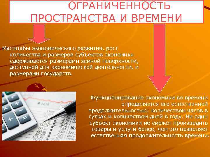  ОГРАНИЧЕННОСТЬ ПРОСТРАНСТВА И ВРЕМЕНИ Масштабы экономического развития, рост количества и размеров субъектов экономики