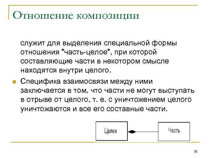 Отношение композиции служит для выделения специальной формы отношения 