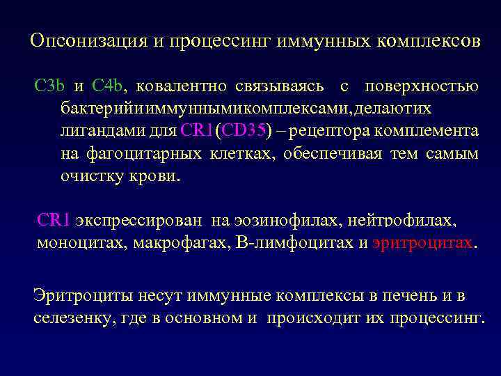 Опсонизация и процессинг иммунных комплексов С 3 b и С 4 b, ковалентно связываясь