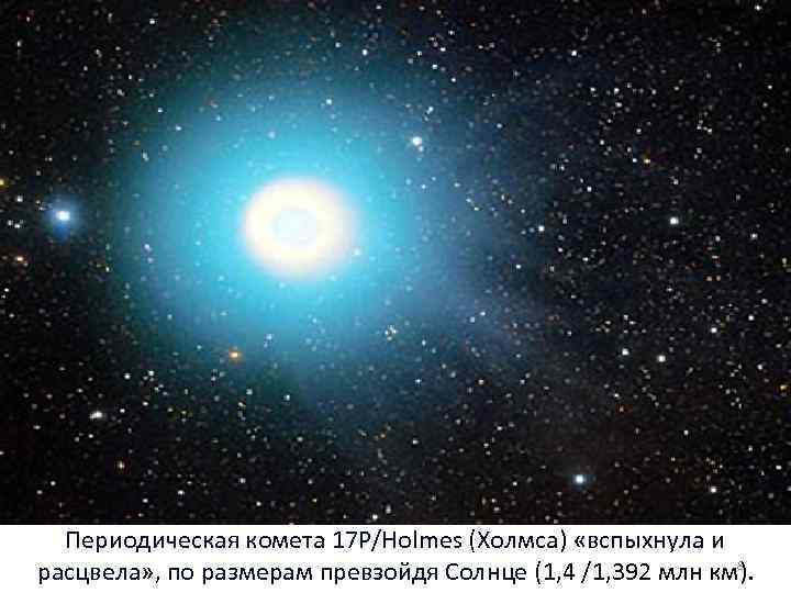 Периодическая комета 17 P/Holmes (Холмса) «вспыхнула и 8 расцвела» , по размерам превзойдя Солнце