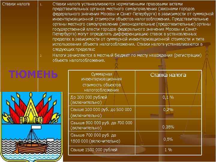 Ставки налога 1. 2. Ставки налога устанавливаются нормативными правовыми актами представительных органов местного самоуправления