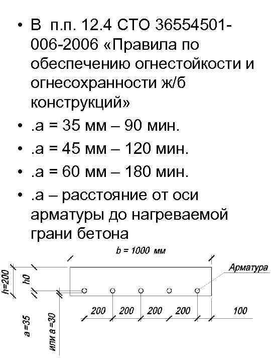  • В п. п. 12. 4 СТО 36554501006 -2006 «Правила по обеспечению огнестойкости