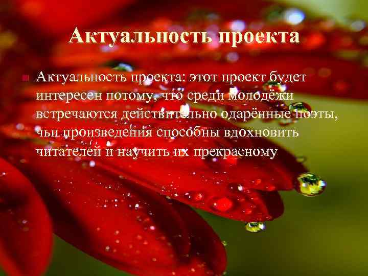 Актуальность проекта n Актуальность проекта: этот проект будет интересен потому, что среди молодёжи встречаются