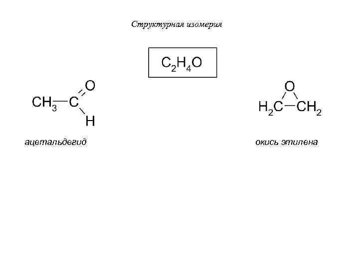 Структурная изомерия ацетальдегид окись этилена 