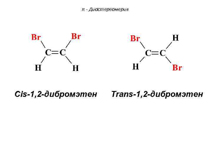 π - Диастереомерия Cis-1, 2 -дибромэтен Trans-1, 2 -дибромэтен 