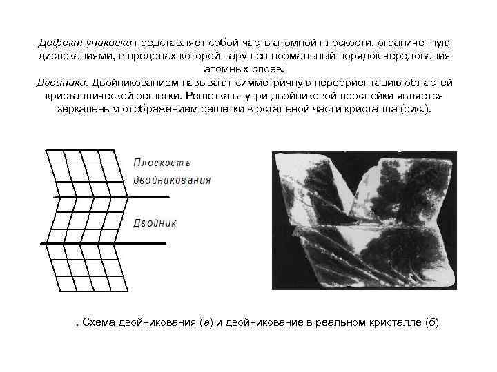 Дефект упаковки представляет собой часть атомной плоскости, ограниченную дислокациями, в пределах которой нарушен нормальный
