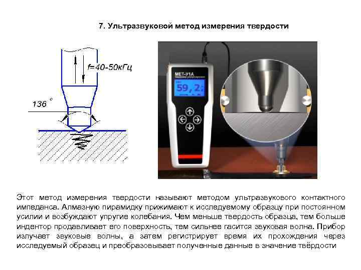 7. Ультразвуковой метод измерения твердости Этот метод измерения твердости называют методом ультразвукового контактного импеданса.