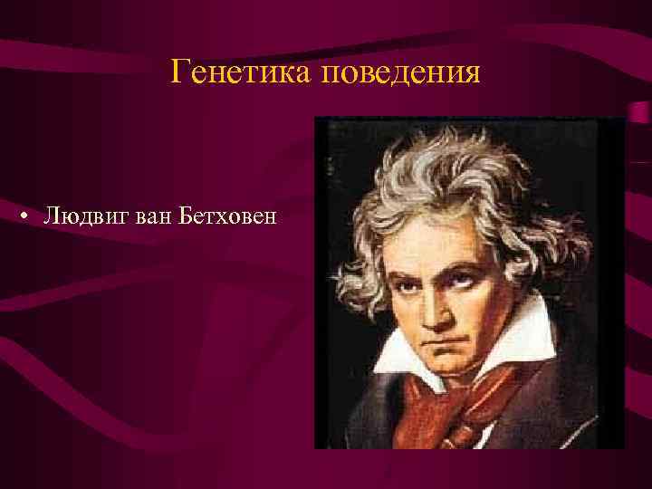 Генетика поведения • Людвиг ван Бетховен 