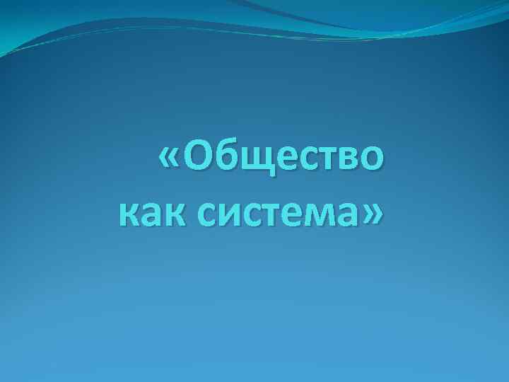  «Общество как система» 