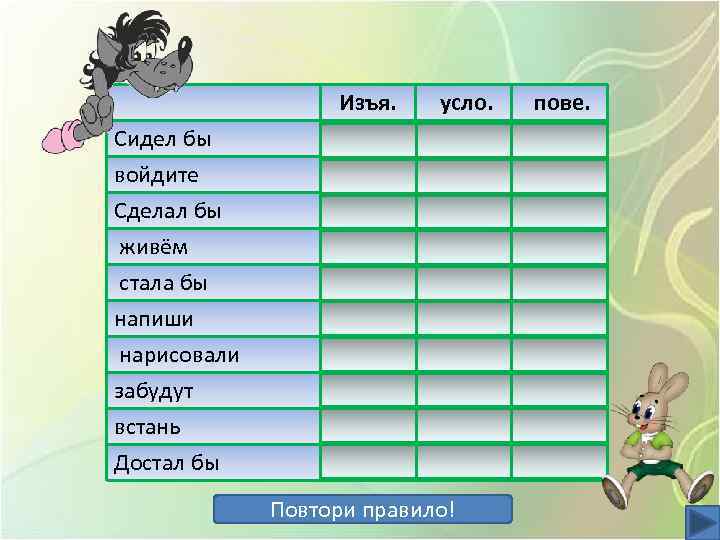 Изъя. Сидел бы войдите Сделал бы живём стала бы напиши нарисовали забудут встань Достал