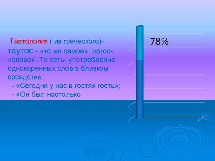 Тавтология ( из греческого)таутос - «то же самое» , логос «слово» . То есть-
