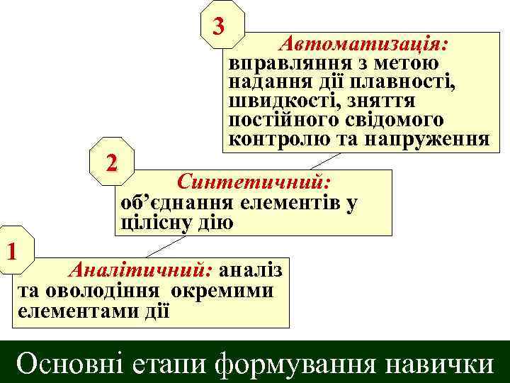 3 2 Автоматизація: вправляння з метою надання дії плавності, швидкості, зняття постійного свідомого контролю