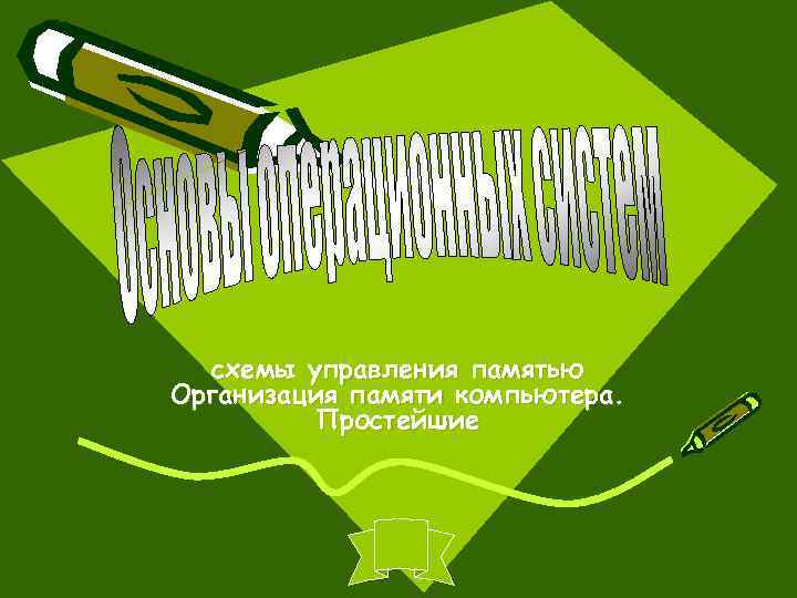 Организация памяти компьютера простейшие схемы управления памятью