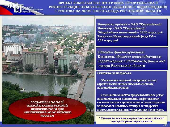 ПРОЕКТ КОМПЛЕКСНАЯ ПРОГРАММА СТРОИТЕЛЬСТВА И РЕКОНСТРУКЦИИ ОБЪЕКТОВ ВОДОСНАБЖЕНИЯ И ВОДООТВЕДЕНИЯ Г. РОСТОВА-НА-ДОНУ И ЮГО-ЗАПАДА