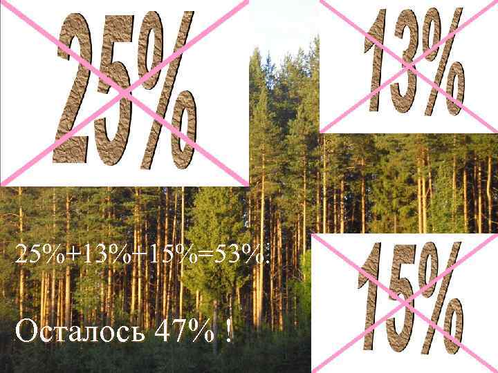 25%+13%+15%=53%. Осталось 47% ! 