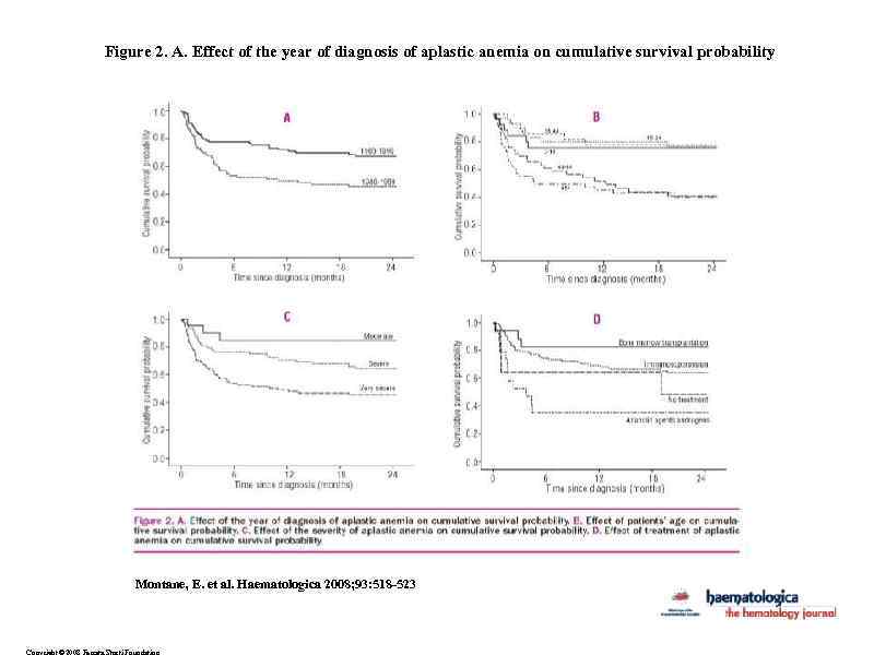 Figure 2. A. Effect of the year of diagnosis of aplastic anemia on cumulative