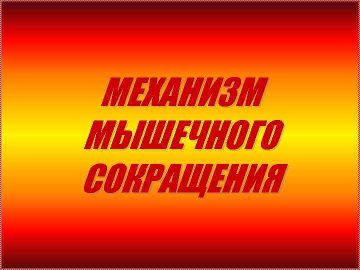 МЕХАНИЗМ МЫШЕЧНОГО СОКРАЩЕНИЯ 