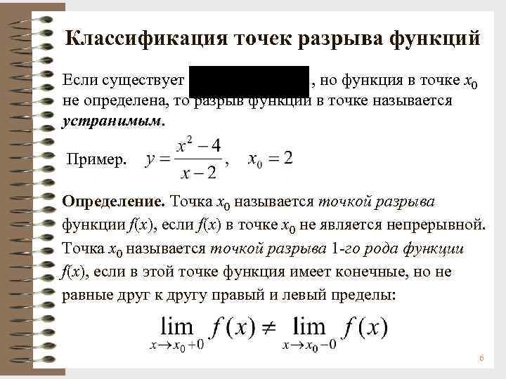 Классификация точек разрыва функций Если существует , но функция в точке x 0 не