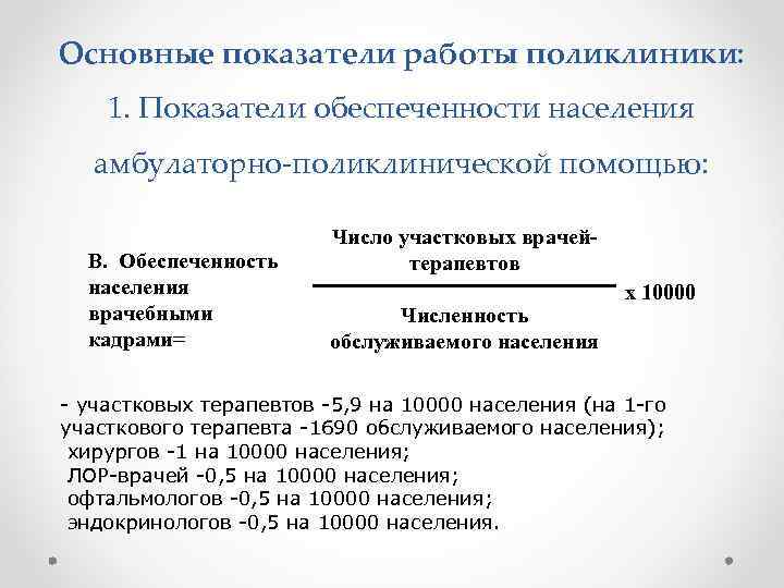 Показатели поликлиники