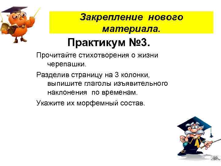 Закрепление нового материала. Практикум № 3. Прочитайте стихотворения о жизни черепашки. Разделив страницу на