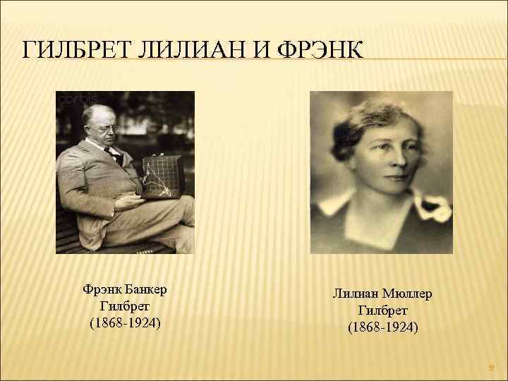 ГИЛБРЕТ ЛИЛИАН И ФРЭНК Фрэнк Банкер Гилбрет (1868 -1924) Лилиан Мюллер Гилбрет (1868 -1924)