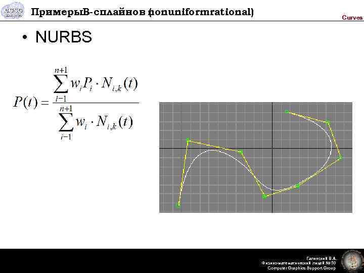 Примеры. B-сплайнов nonuniformrational) ( Curves • NURBS Галинский В. А. Физико-математический лицей № 30