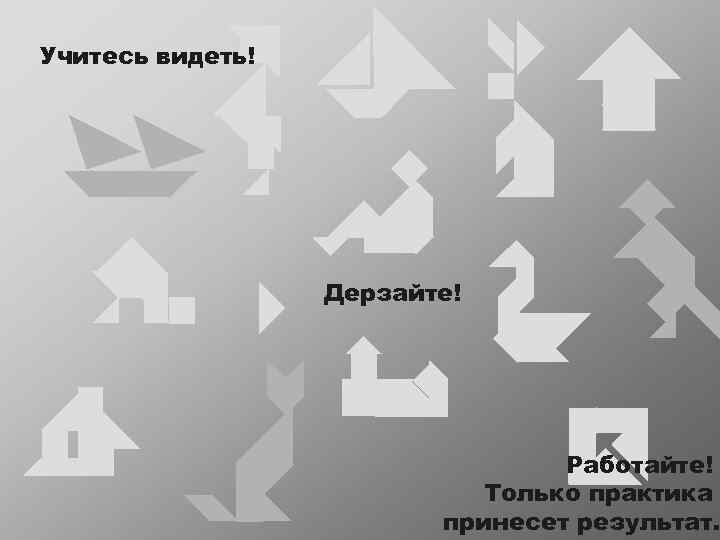 Учитесь видеть! Дерзайте! Работайте! Только практика принесет результат. 