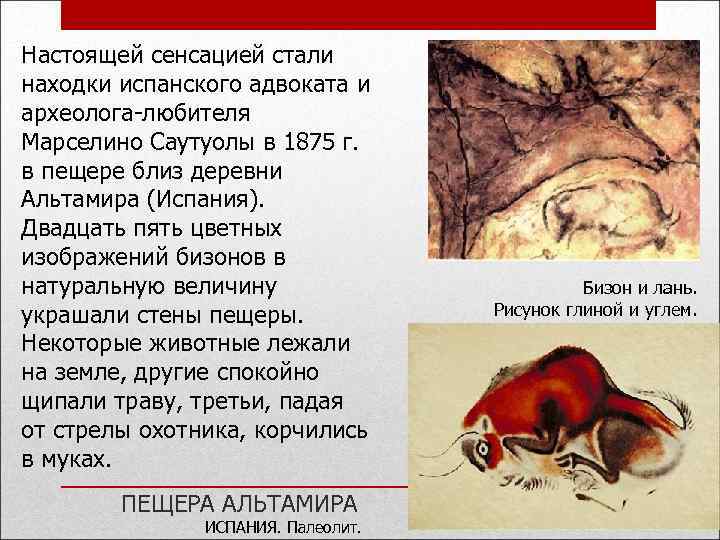 Настоящей сенсацией стали находки испанского адвоката и археолога-любителя Марселино Саутуолы в 1875 г. в