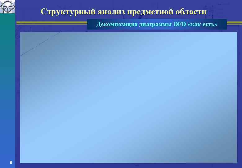 Структурный анализ предметной области Декомпозиция диаграммы DFD «как есть» 8 