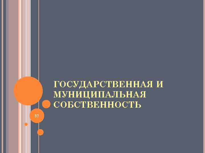 ГОСУДАРСТВЕННАЯ И МУНИЦИПАЛЬНАЯ СОБСТВЕННОСТЬ 37 