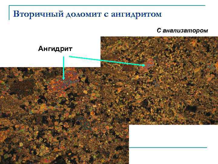 Вторичный доломит с ангидритом С анализатором Ангидрит 