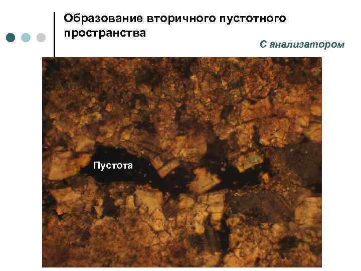 Образование вторичного пустотного пространства С анализатором Пустота 