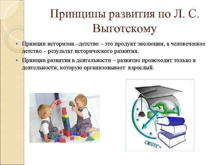 Принципы развития по Л. С. Выготскому Принцип историзма –детство – это продукт эволюции, а