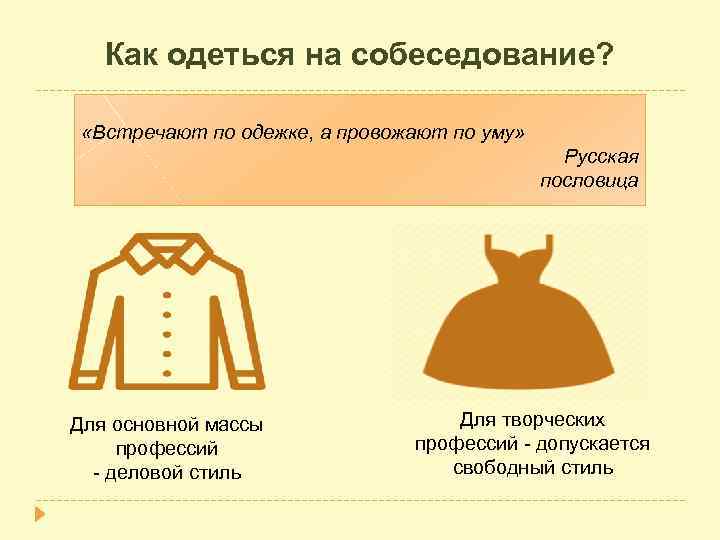 Как одеться на собеседование? «Встречают по одежке, а провожают по уму» Русская пословица Для