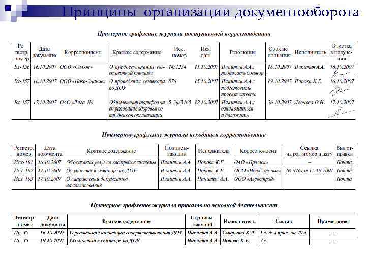 Журнал исходящей корреспонденции образец заполнения